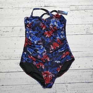 Capriosca Swimsuit Womens US 16 AU 20 Multi Floral One Piece Embroidered Roses‎